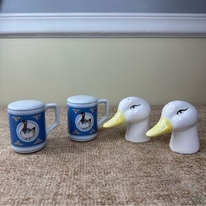 Vintage Set of 2 Salt/Pepper Ceramic Shakers  Fabrizio/MCM Duck/Goose